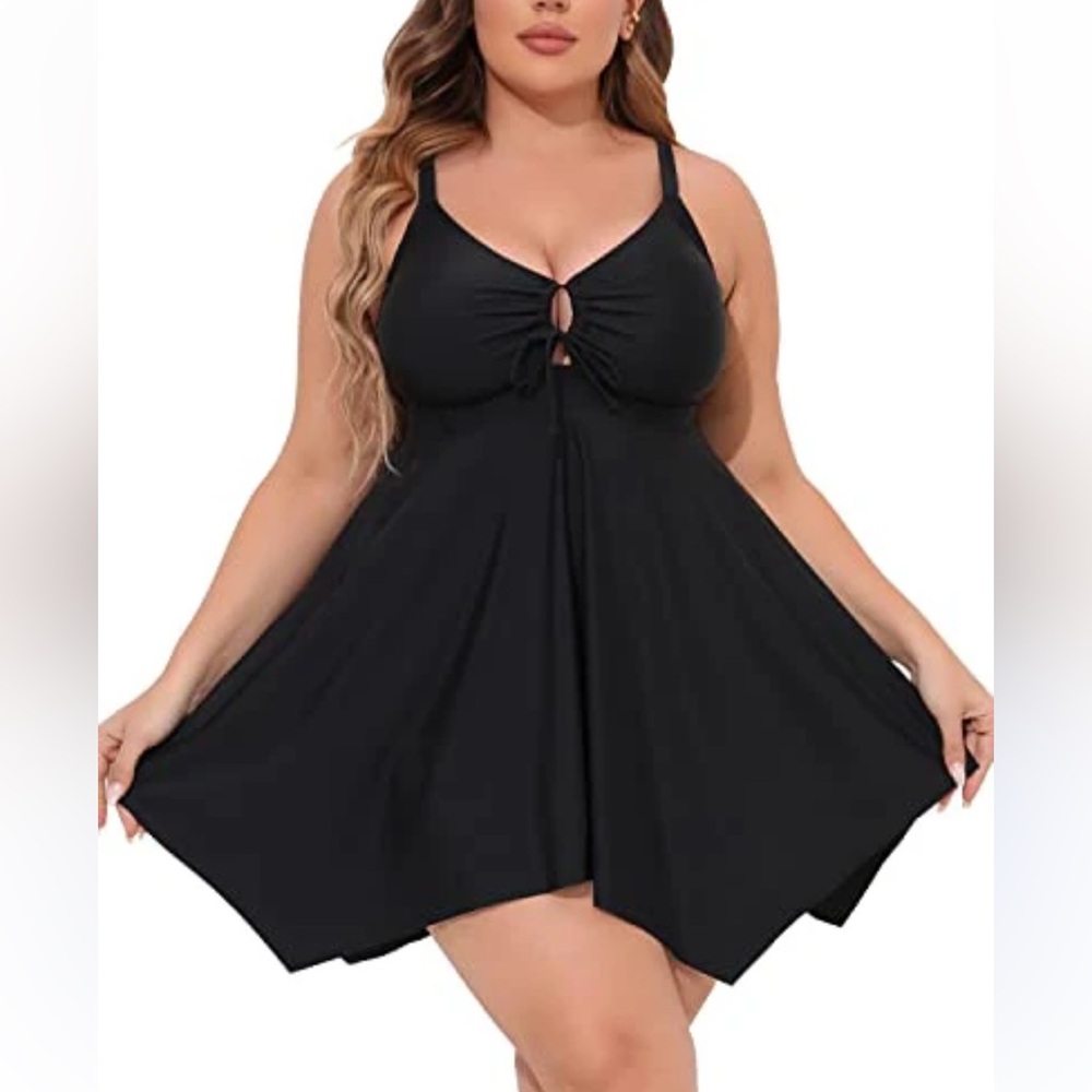 Womens Two Piece Tummy Control Swimdress Plus Size Skirtini CoverUp Swimsuit 20W
